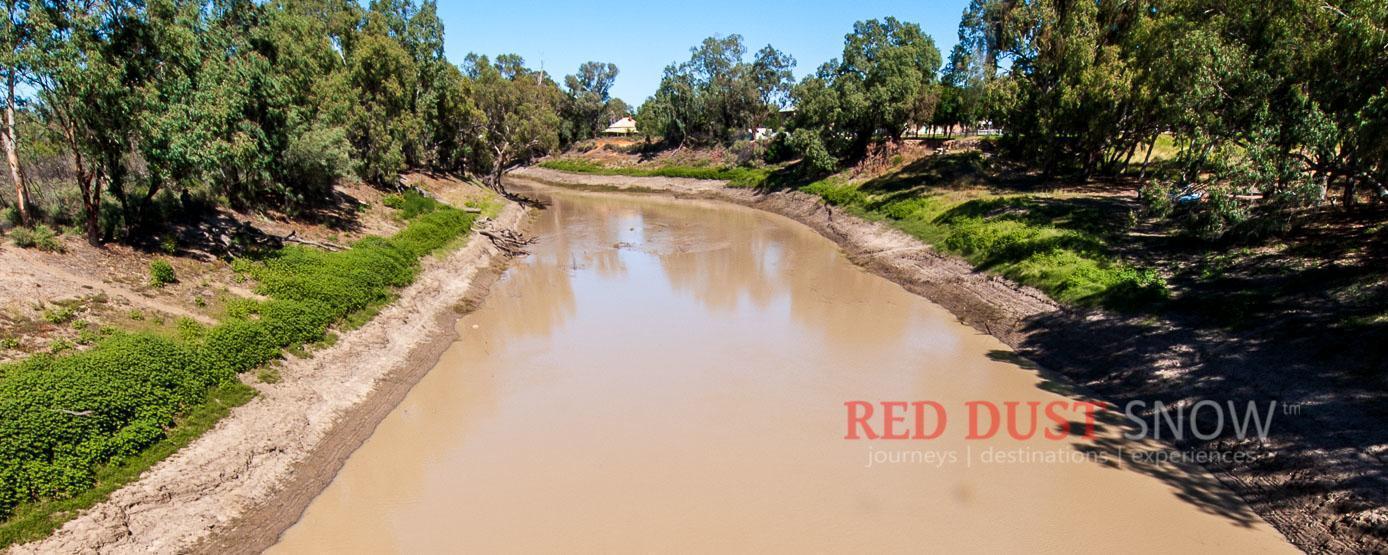 Shadows of the old Darling River Bridge at Wilcannia, Outback NSW
